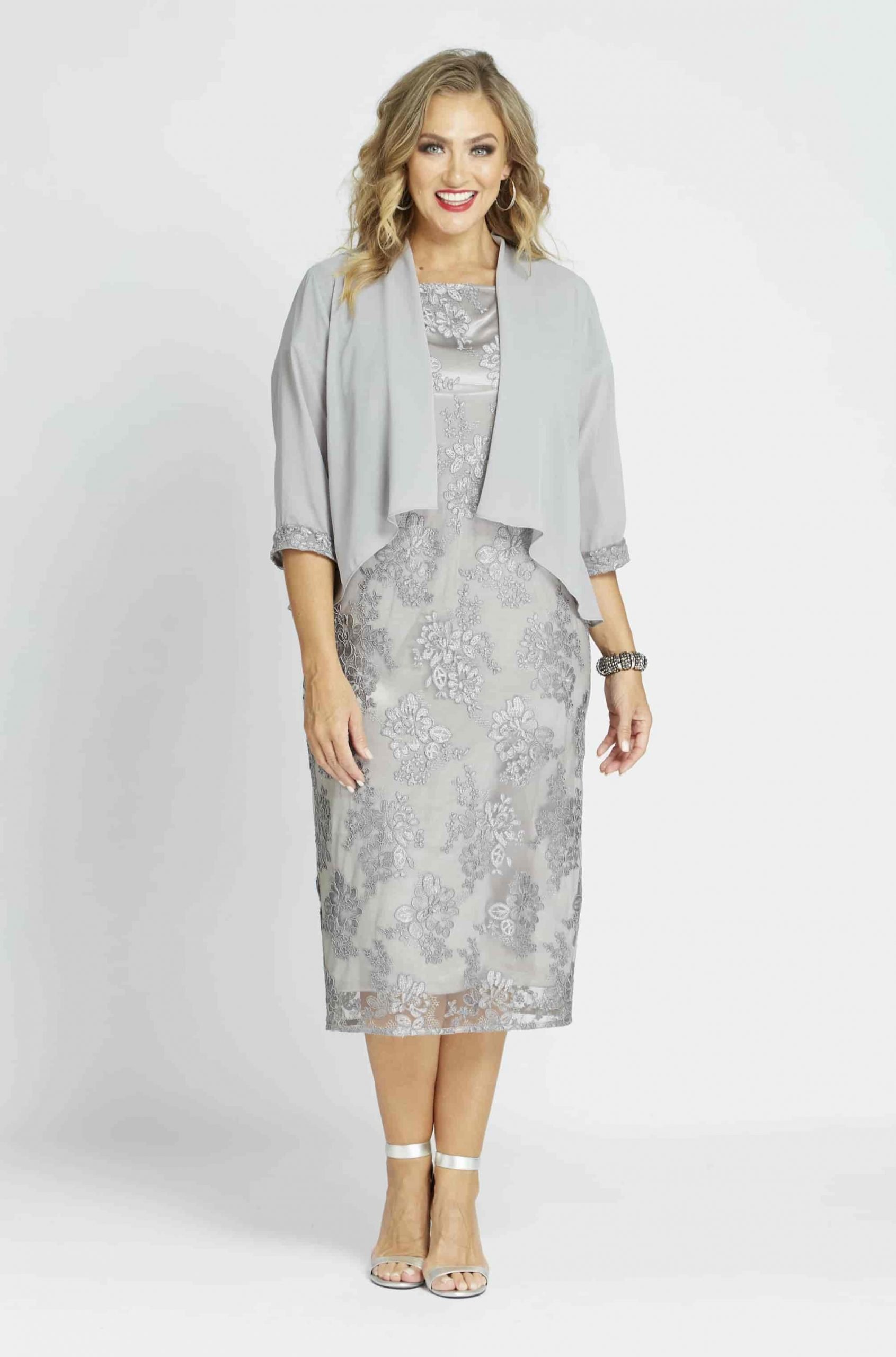 skitse Anoi Frank Worthley Plus size lace MOB dress and jacket, cap sleeves Modes Eventwear NZ