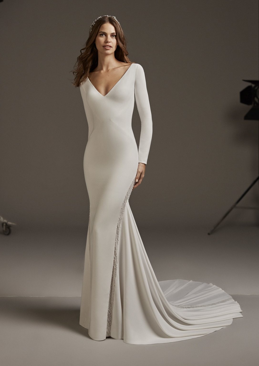 Minimal wedding gown with Scoop back neckline Modes Bridal NZ