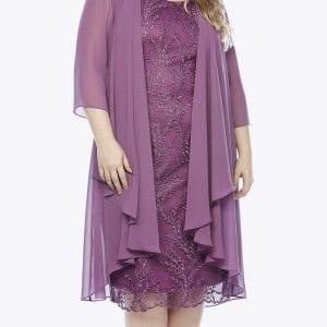 Embroidered lace dress with long chiffon coat.JPG