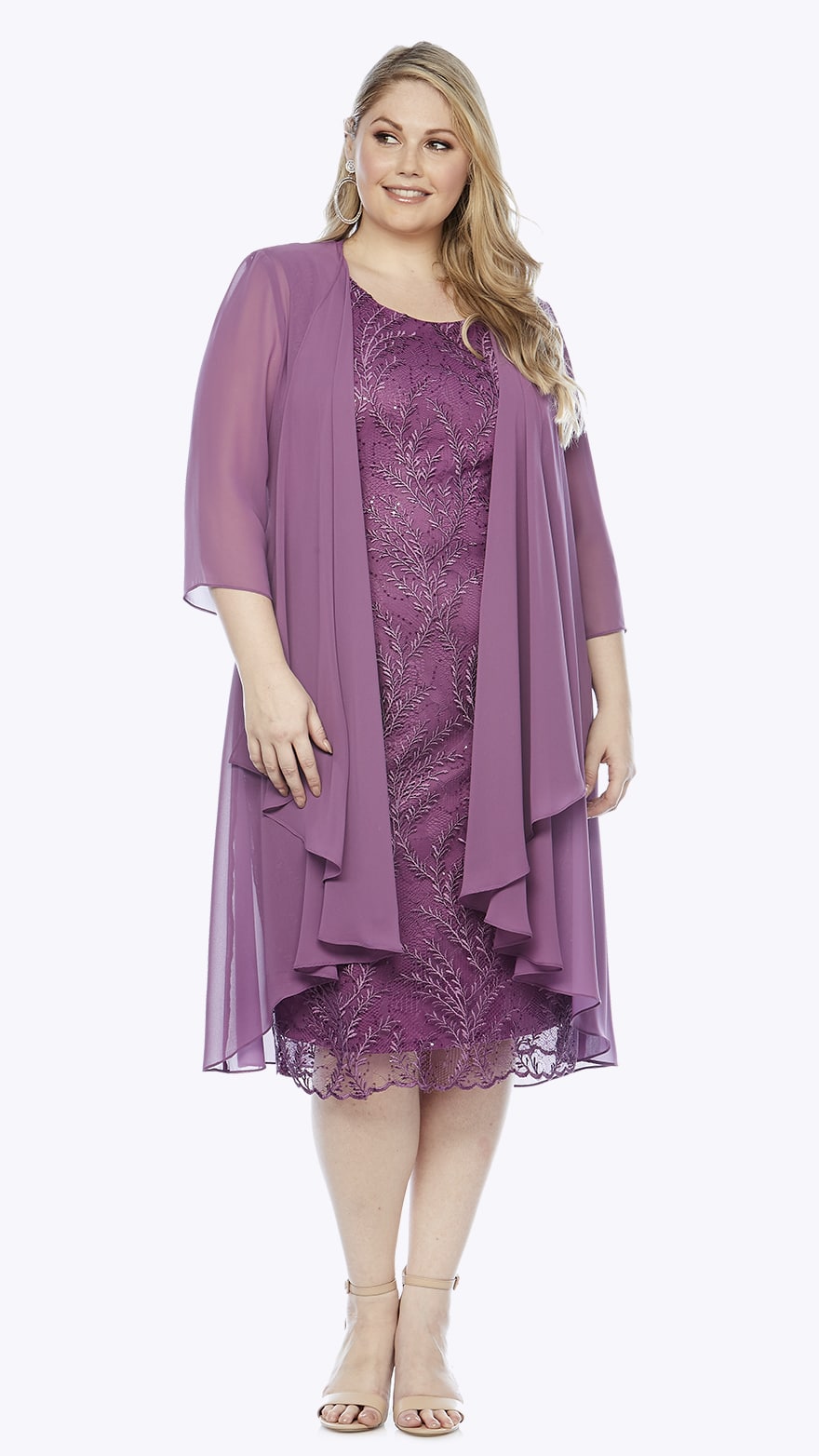 Embroidered lace dress with long chiffon coat.JPG
