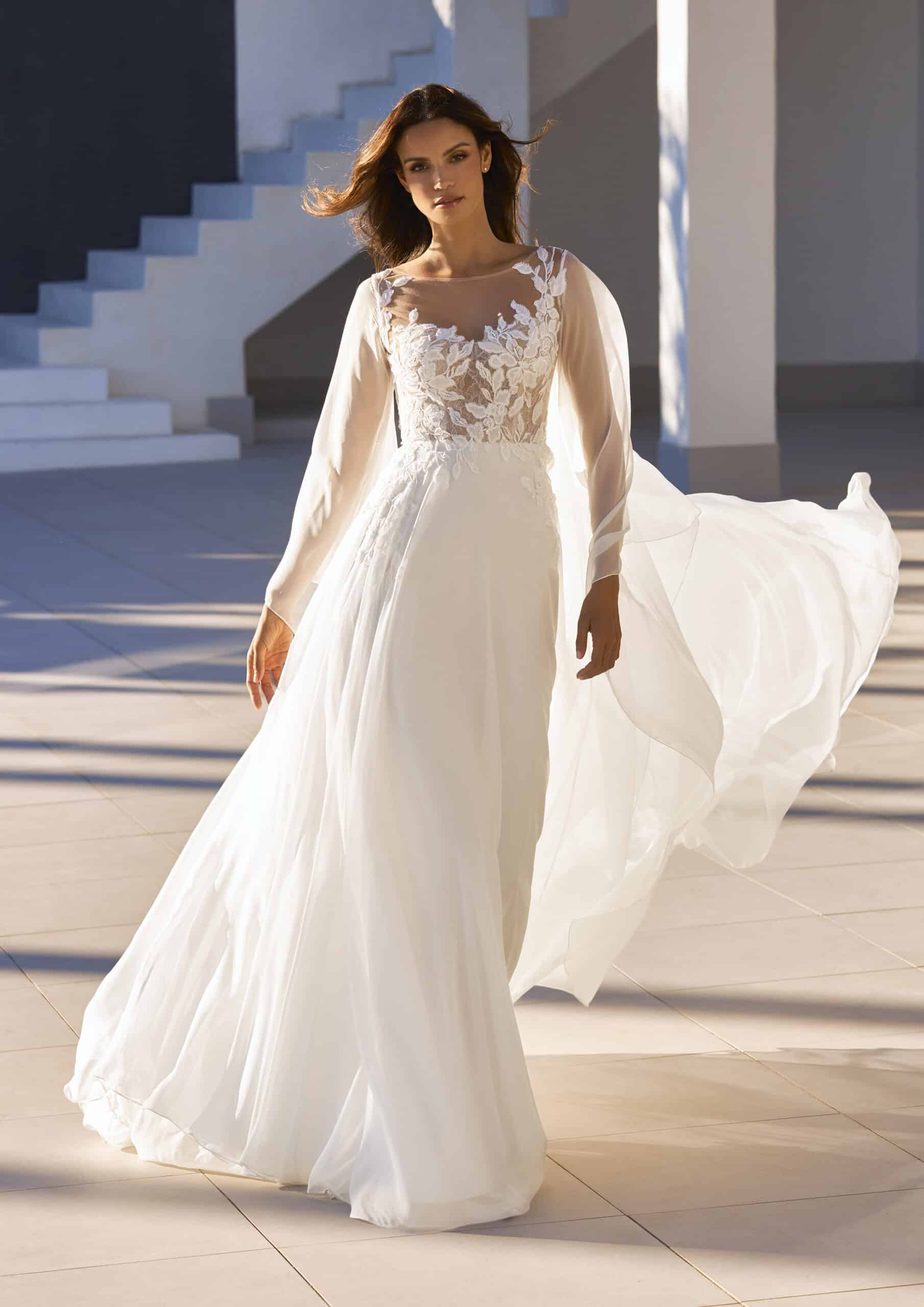 24177/23 Romantic ethereal chiffon bridal dress | Modes NZ
