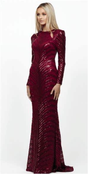 High Neck Sequin Dress with Cut-Out Back and Train.JPG