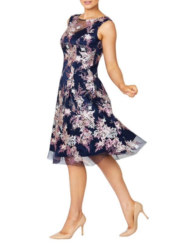 Pink and Navy A-Line Dress.JPG