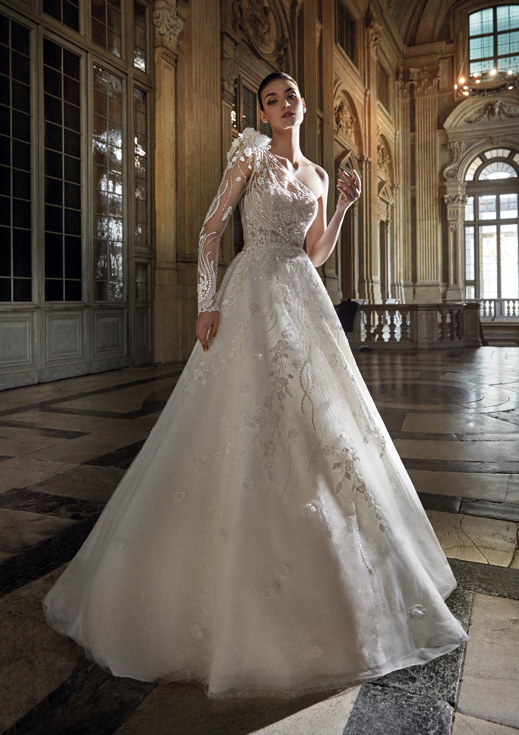 Modern Romance: Asymmetrical A-line Wedding Gown.JPG