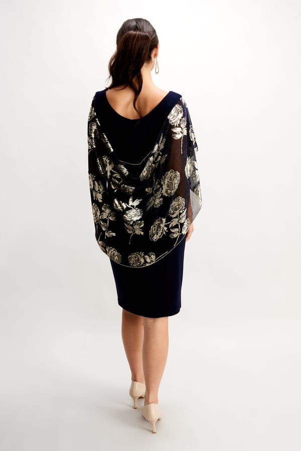 Navy Sheath Dress with Gold Floral Cape.JPG