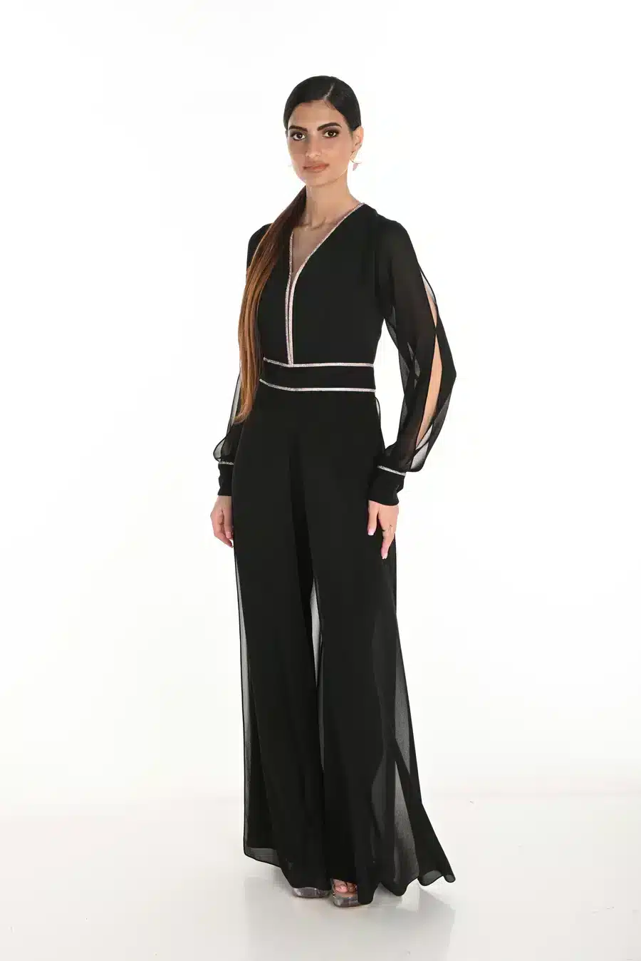 Full-Length Jumpsuit with Rose Gold Jewel Embellishments FLJS4.JPG