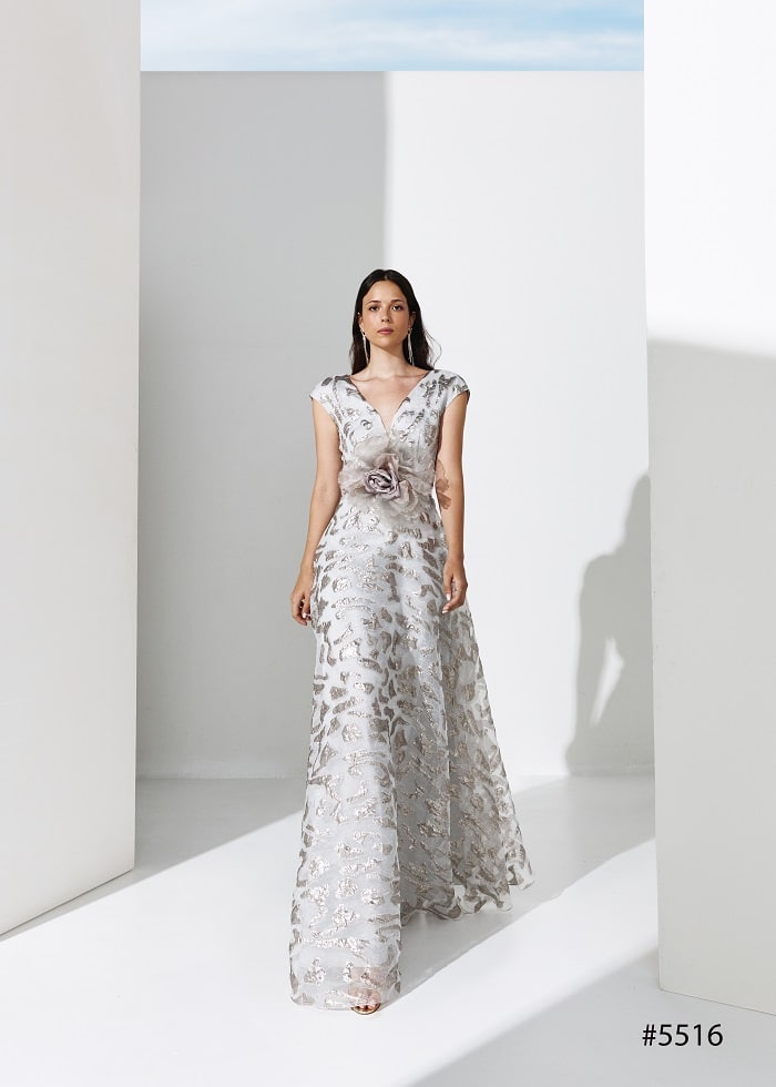 Floor-Length V-Neck Gown with Mikado Belt MCDR5516.JPG