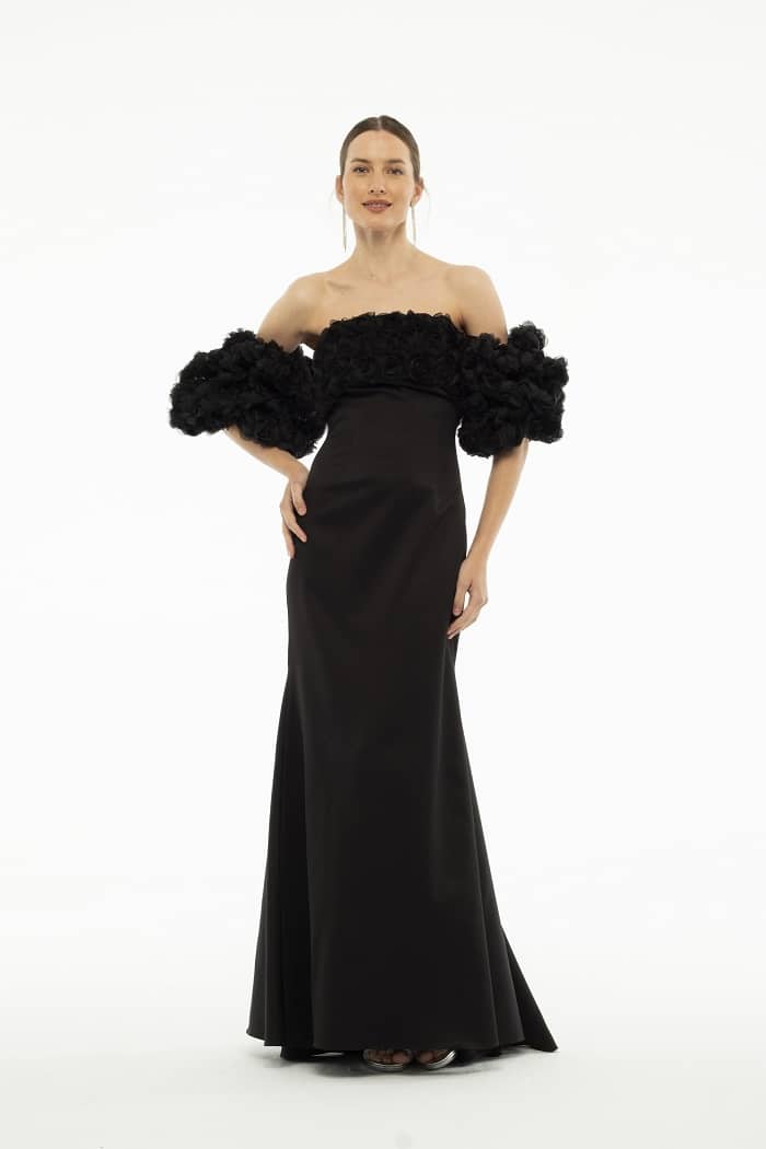 Black Evening Gown with Detachable SLEEVE MCDR5583.JPG