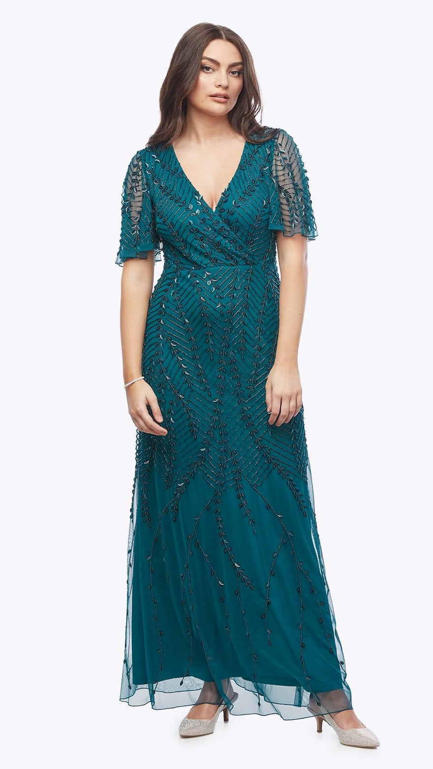 Long Beaded Stretch Mesh Dress ZADR17.JPG