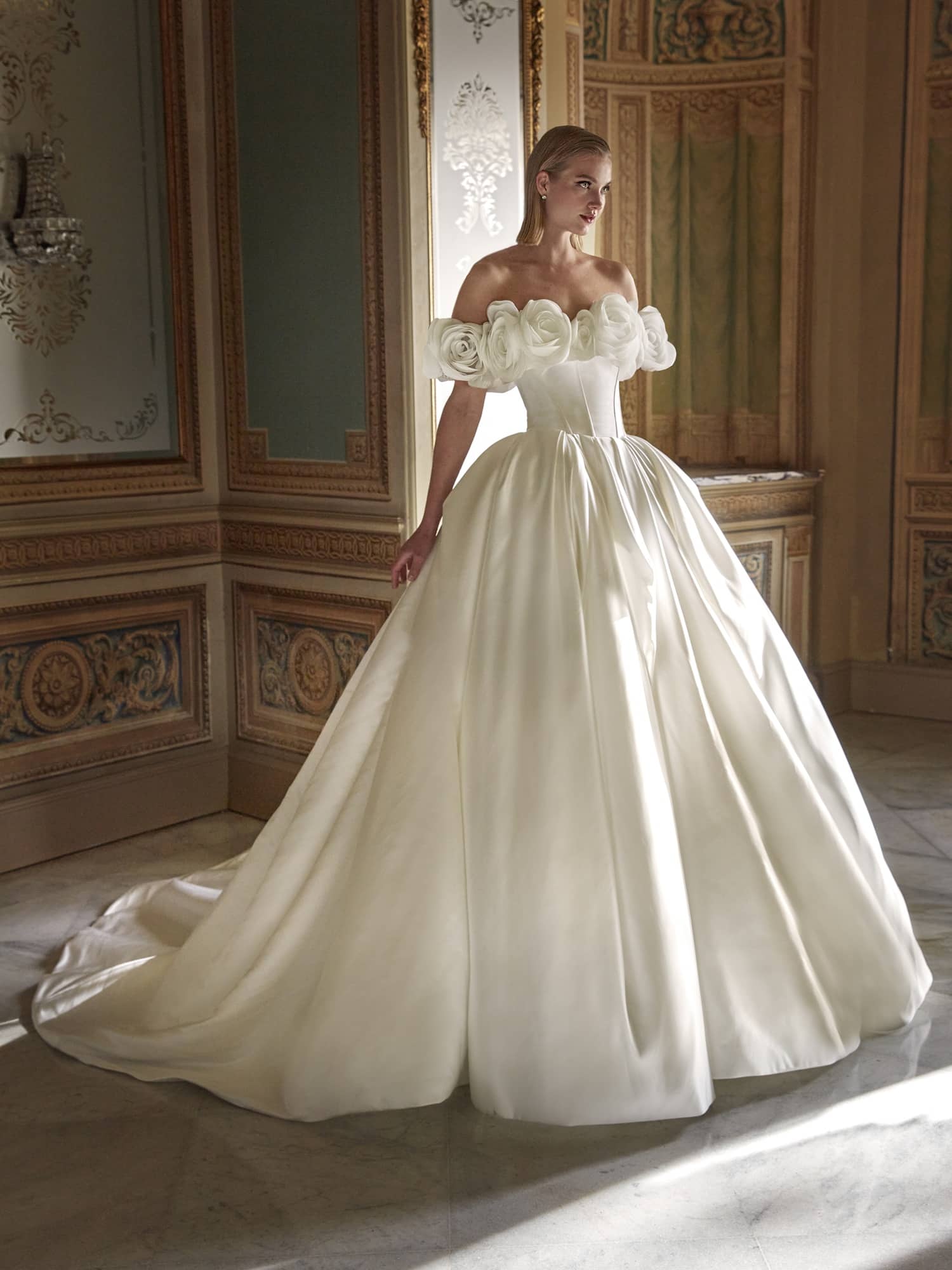 Charming Off-the-Shoulder Princess Gown with Detachable Floral Collar.JPG
