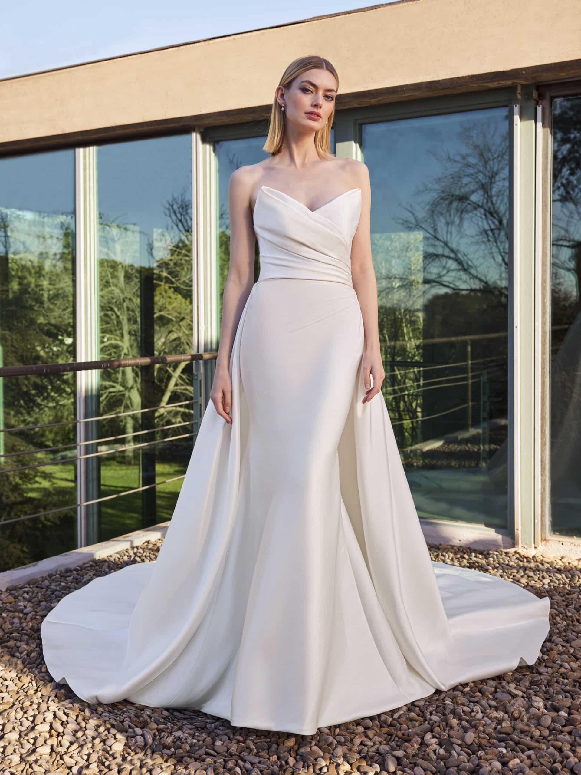 Strapless Mermaid Mikado Bridal Gown with Detachable Overskirt.JPG