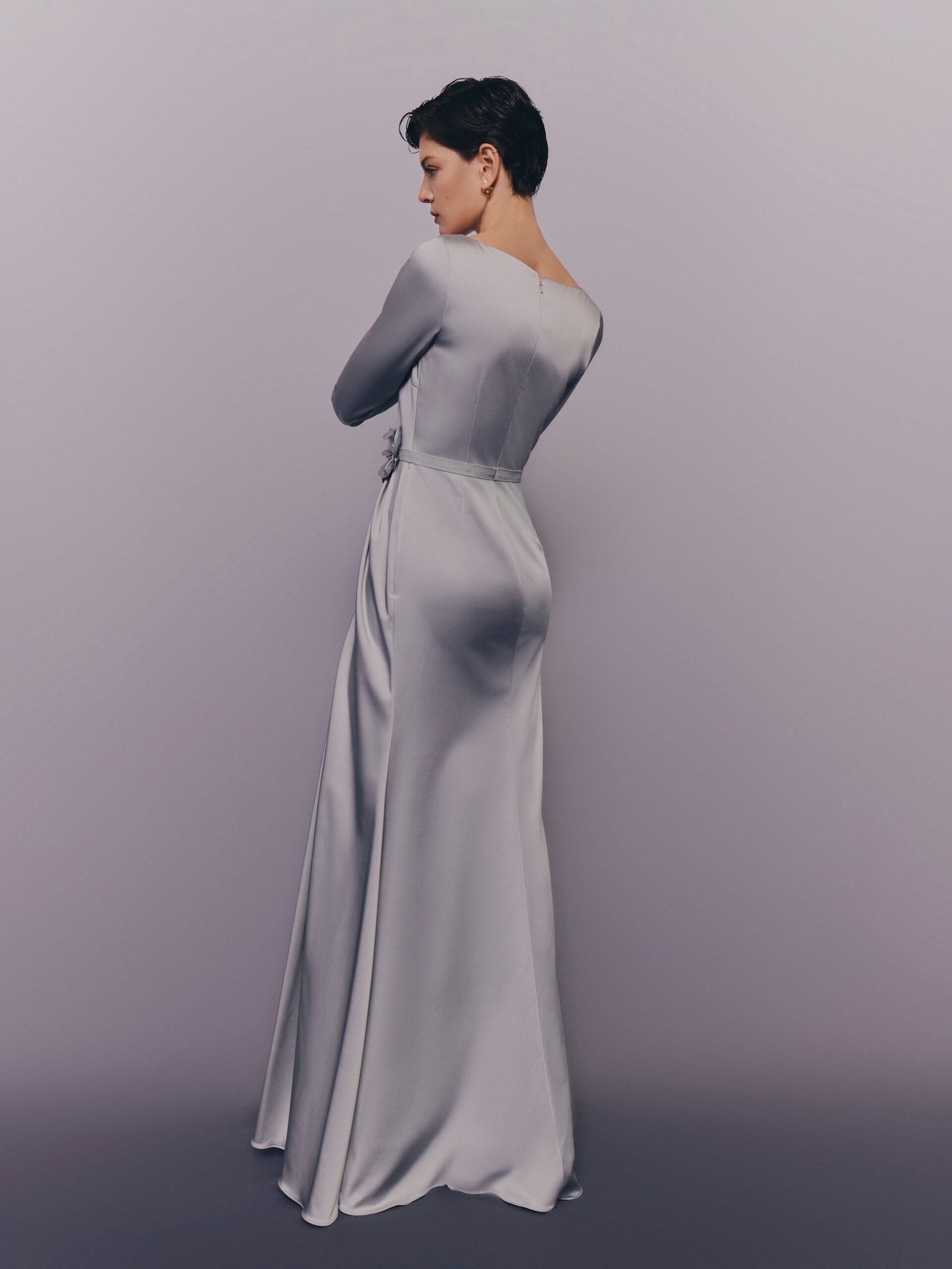 Satin Gown with Floral Belt Detail PNDR24.JPG