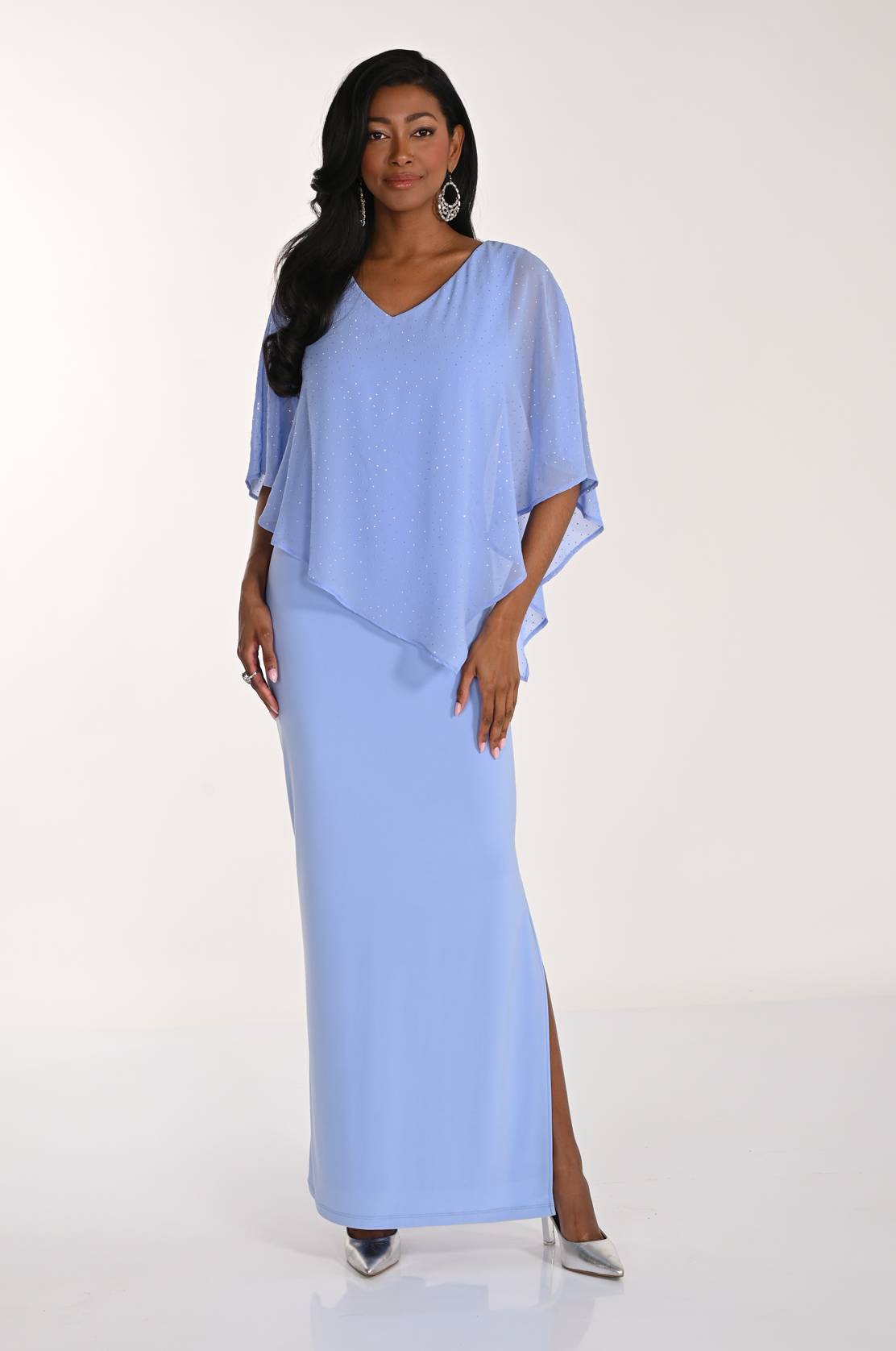 Embellished Cape Overlay Long Dress FLDR60.JPG