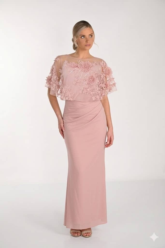 Embellished Cape Overlay Sheath Long Dress FLDR61.JPG