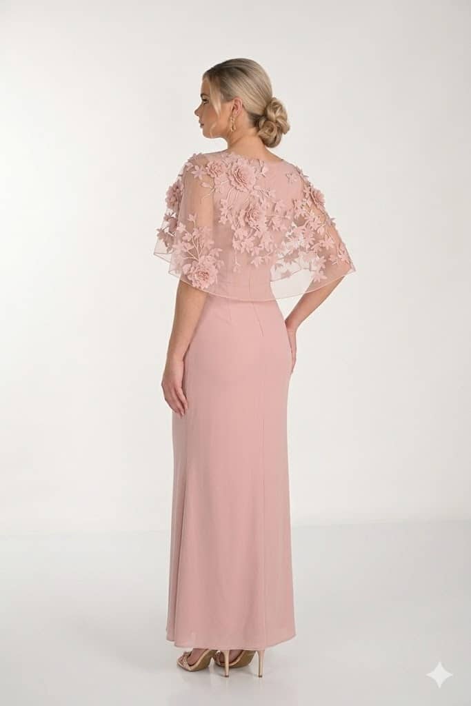 Embellished Cape Overlay Sheath Long Dress FLDR61.JPG