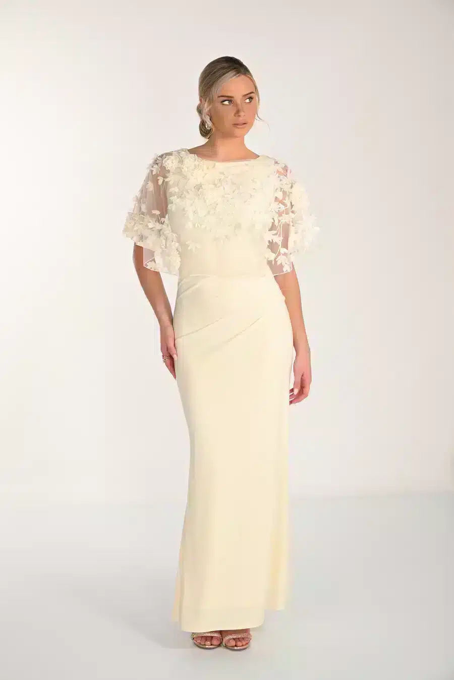 Embellished Cape Overlay Sheath Long Dress FLDR61.JPG
