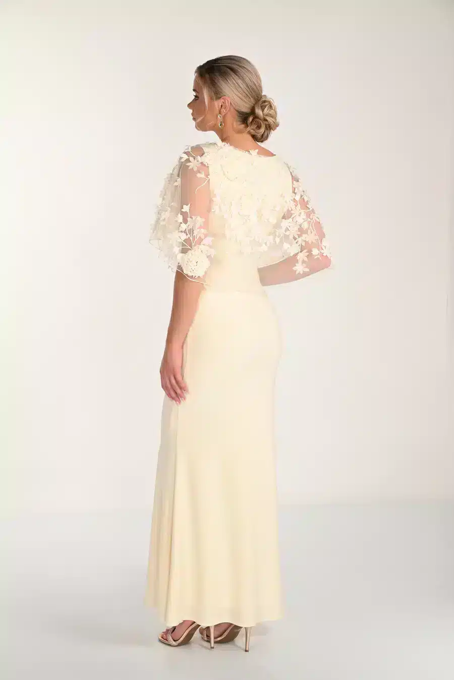 Embellished Cape Overlay Sheath Long Dress FLDR61.JPG