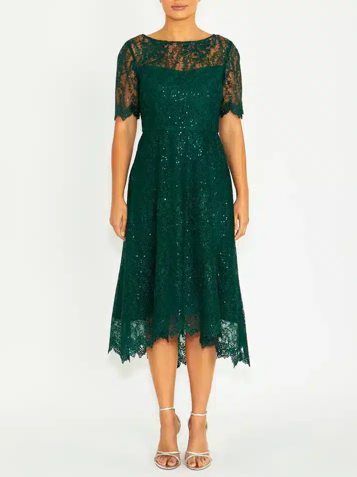 Forest Green Sequin Hi-Low Dress ACDR43.JPG