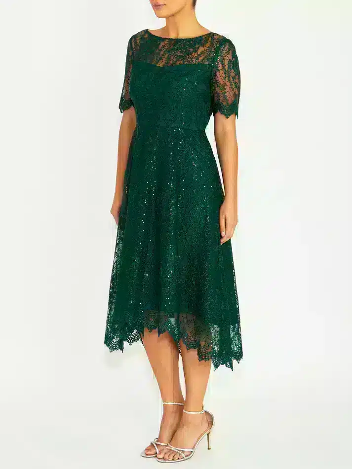 Forest Green Sequin Hi-Low Dress ACDR43.JPG