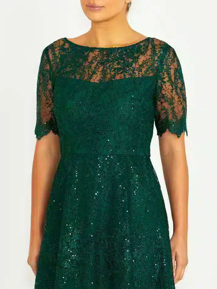 Forest Green Sequin Hi-Low Dress ACDR43.JPG