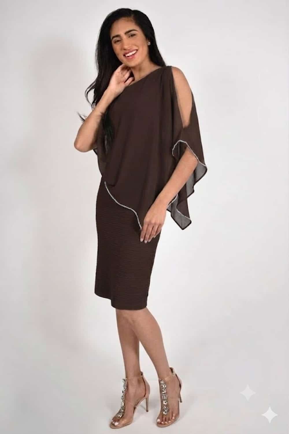 Stretch Shift Dress WITH CAPE OVERLY FLDR74.JPG