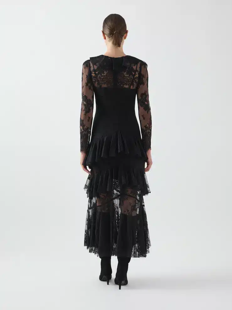 Black scalloped lace dress MSDR43 Black scalloped lace dress MSDR43