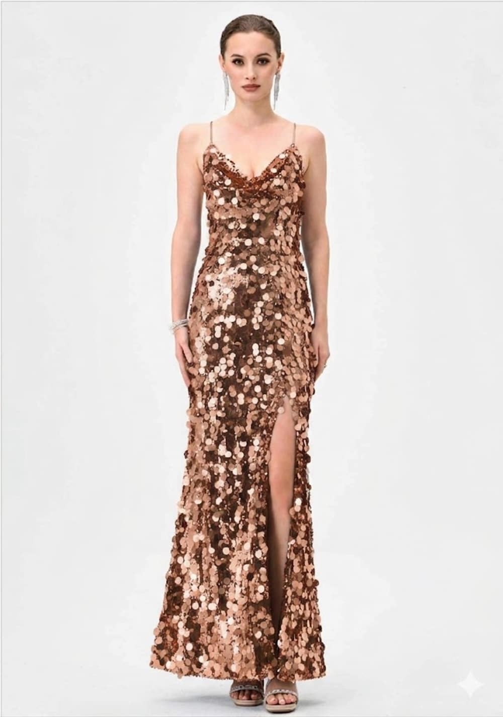 Payette Sequin Cowl Neck Fishtail Maxi Dress BL830217.JPG