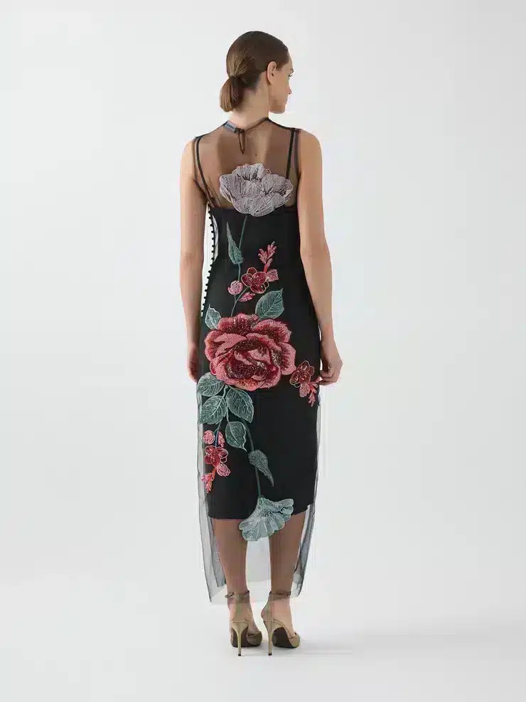 beaded and sequin floral embroidery dress MSDR44.JPG