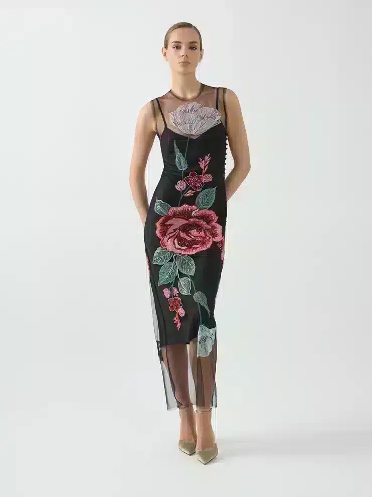 beaded and sequin floral embroidery dress MSDR44.JPG
