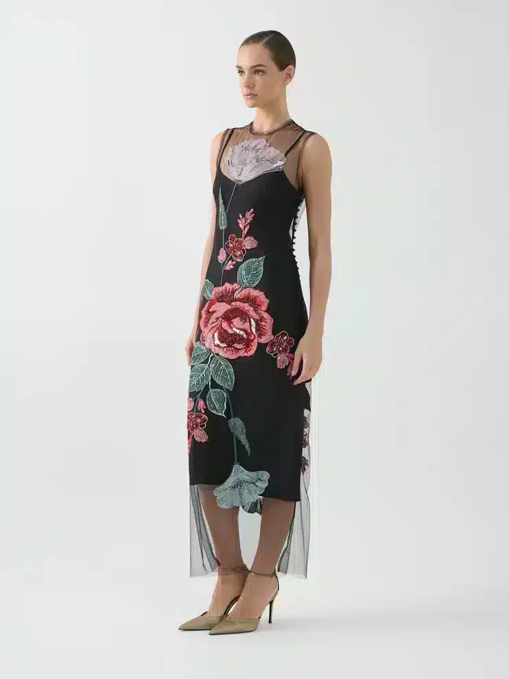 beaded and sequin floral embroidery dress MSDR44.JPG