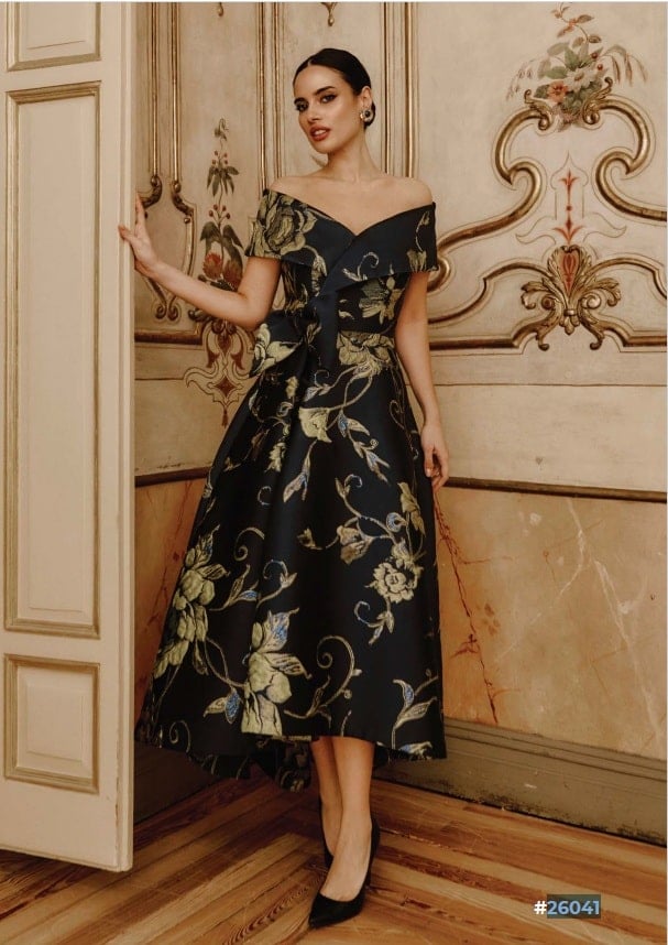 Off-the-Shoulder Jacquard A-Line Dress MCDR26041.JPG