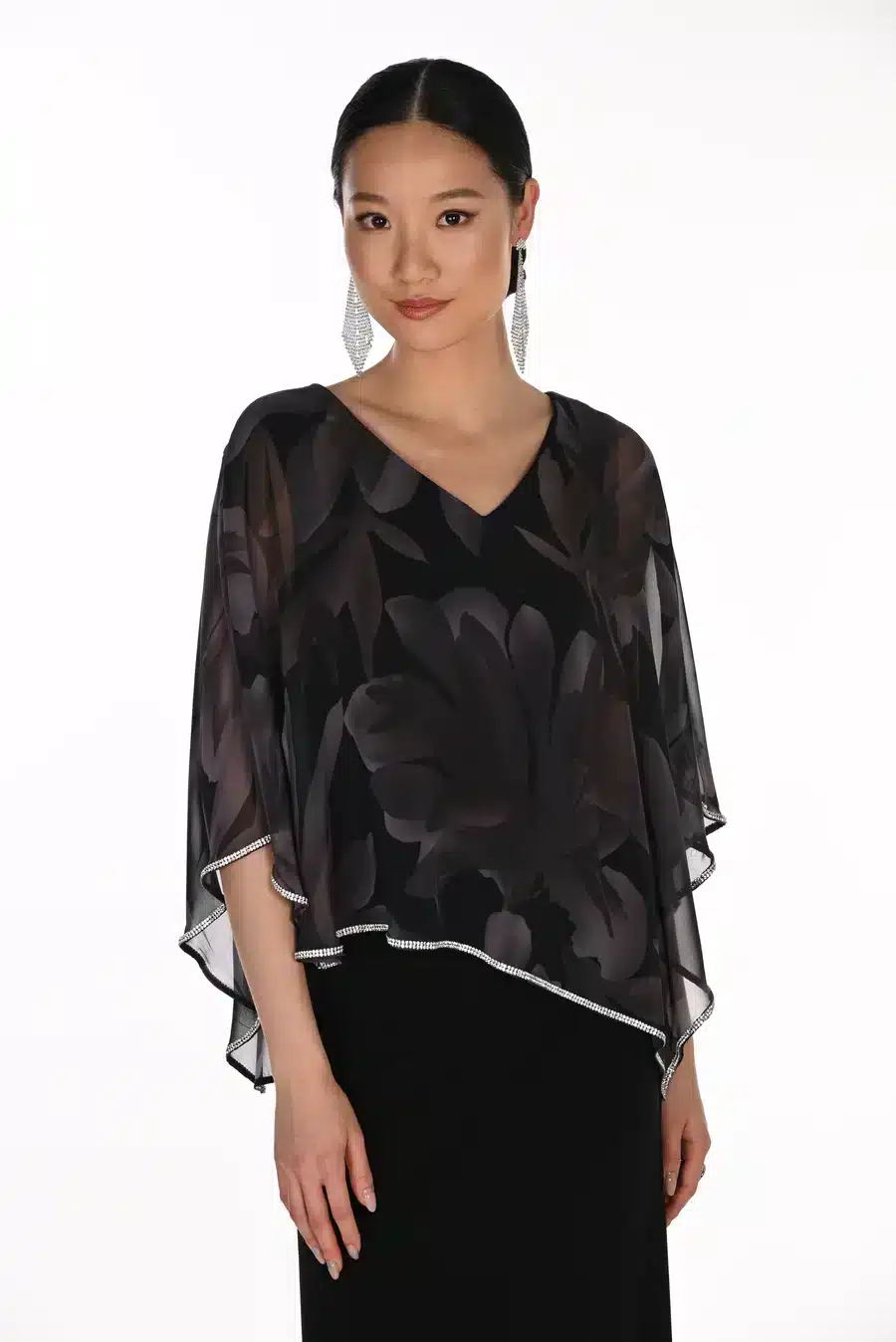 Elegant Floral Top with Cape Overlay FLTP20.JPG