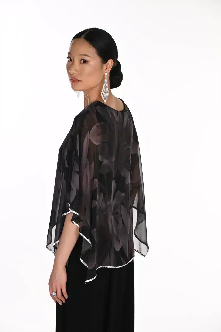 Elegant Floral Top with Cape Overlay FLTP20.JPG