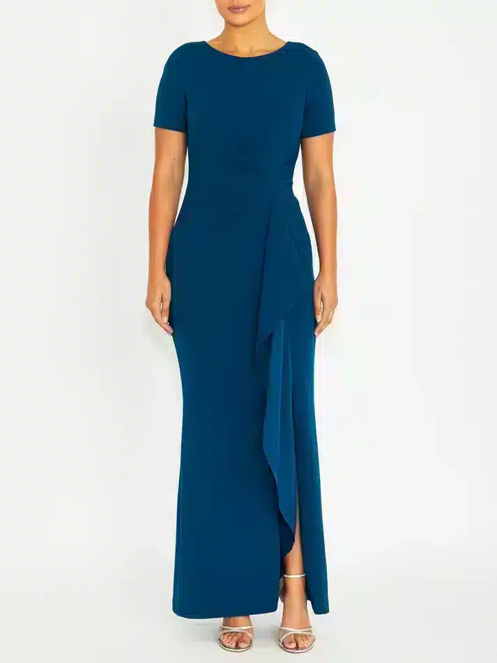 Imperial Blue Stretch Crepe Gown ACDR49.JPG