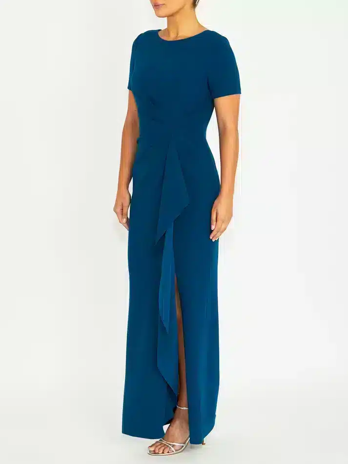 Imperial Blue Stretch Crepe Gown ACDR49.JPG